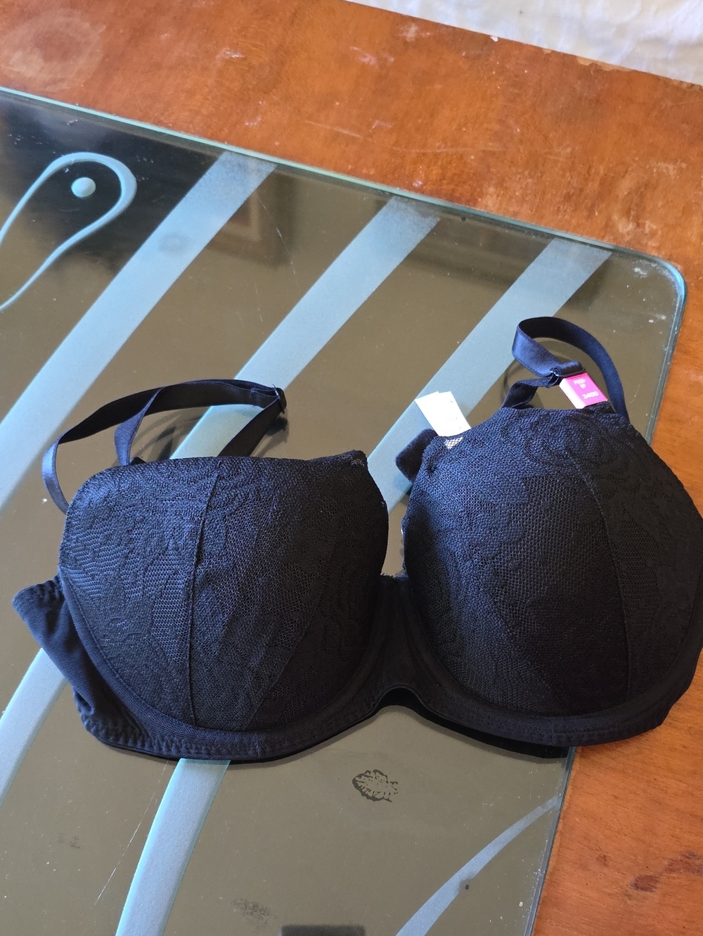 PINK Victoria's Secret Black Lace Push-Up Bra